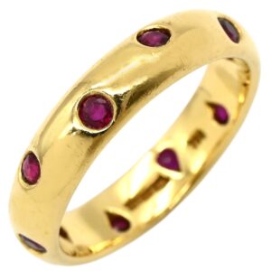 ティファニー Tiffany & Co リング 指輪 ドッツ ルビー レッド×イエローゴールド T&Co. Au750 18K ルビー 10P 10石 10粒 赤 甲丸 11号 【中古】