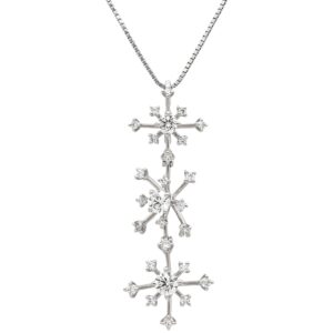 タサキ TASAKI ネックレス スノーフレーク 3モチーフ ホワイトゴールド TASAKI ダイヤ Au K18 750WG スウィング ドロップ 【中古】中古美品