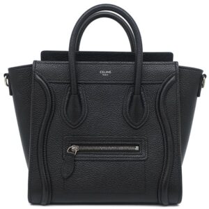 セリーヌ CELINE 2WAYバッグ ラゲージ ナノ ショッパー カーフ ドラムドカーフレザー ブラック シルバー金具 黒 ハンドバッグ ショルダー 189243DRU.38NO 【保存袋】 【中古】