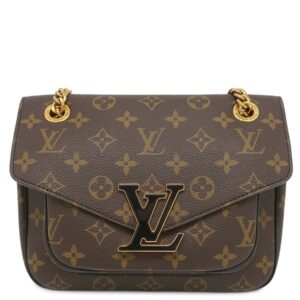 ルイヴィトン LOUIS VUITTON ショルダーバッグ パッシー モノグラムキャンバス レザー モノグラム ゴールド金具 茶 ボルドー Wチェーン M45592 RFID 【中古】