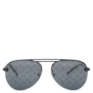ルイヴィトン LOUIS VUITTON サングラス クロックワイズ 60□14 メタル ダークガンモノグラム ブラック金具 黒 イニシャル刻印入り Z1019E M1059 【中古】