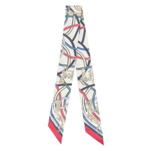 エルメス HERMES スカーフ ツイリー シルク ホワイト×ブルージーン×ボワドゥローズ 新品 未使用 【Harnais Legendaire/伝説のハーネス】 H064299S 【箱】 【中古】未使用保管品