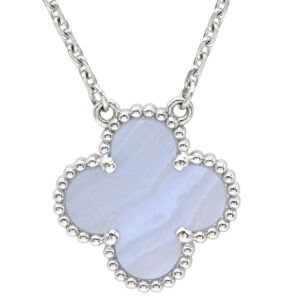 ヴァンクリーフアーペル Van Cleef & Arpels ネックレス ヴィンテージ アルハンブラ ブルー×ホワイトゴールド 青 Au750 18K カルセドニー VCARD34900 【修理証明書】 【中古】新品同様品