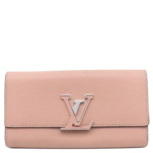【★3％OFFクーポン】ルイヴィトン LOUIS VUITTON 長財布 ポルトフォイユ カプシーヌ レザー トリヨンレザー ピンク×マグノリア シルバー金具 バイカラー M61250 MI3187 【箱】 【中古】中古美品