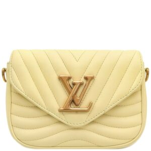 ルイヴィトン LOUIS VUITTON ショルダーバッグ ニューウェーブ ミュルティ ポシェット レザー イエロー系 ゴールド金具 LVロゴ チェーンショルダー FN0271・RFID 【中古】