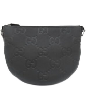 グッチ GUCCI ショルダーバッグ ジャンボGG メッセンジャーバッグ レザー ジャンボGGレザー ブラック シルバー金具 黒 801887 【保存袋】 【中古】新品同様品