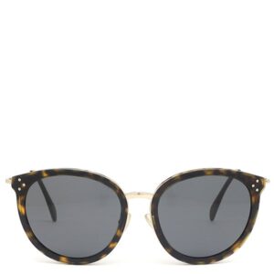 セリーヌ CELINE サングラス ラウンド 56□17 プラスチック メタル ブラウン ゴールド金具 レオパード マーブル CL40033F 【中古】中古美品
