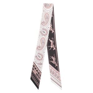 エルメス HERMES スカーフ ツイリー シルク ブラック×ホワイト×ヴューローズ 新品 未使用 【シュヴァル ドゥ クール バンダナ】 【箱】 【中古】