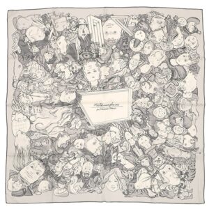 エルメス HERMES スカーフ カレ90 CARRE シルク ホワイト×グレー 【METAMORPHOSES/メタモルフォーゼ 】 【中古】