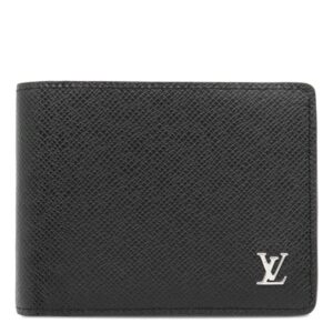 ルイヴィトン LOUIS VUITTON 二つ折り財布 ポルトフォイユ ミルティプル タイガ ブラック シルバー金具 黒 M30295 RFID 【中古】