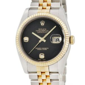ロレックス ROLEX デイトジャスト 36 116233 2BR V番 K18YG×SS コンビ 純正ダイヤ ブラック オニキス メンズ 腕時計自動巻き ブラック 【中古】