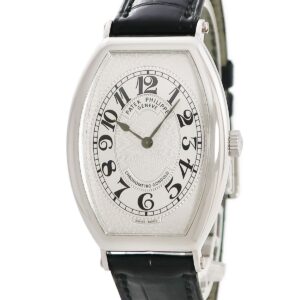 パテックフィリップ PATEK PHILIPPE クロノメトロ ゴンドーロ 5098P-001 Pt950無垢 純正ダイヤ トノウ トノー アラビア メンズ 腕時計手巻き シルバー 【中古】