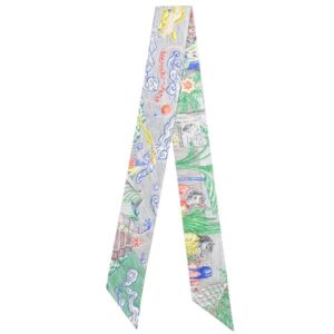 エルメス HERMES スカーフ ツイリー シルク グリーン×グレー×マルチカラー 新品 未使用 【シティー オブ ライト】 【箱】 【中古】