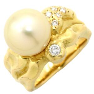 タサキ TASAKI リング 指輪 パール ダイヤ イエローゴールド 大粒 10.6mm TASAKI Au750 18K 18金 YG 11号 【中古】中古美品