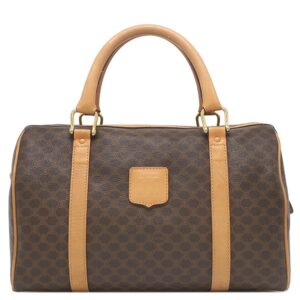 セリーヌ CELINE ボストンバッグ マカダム柄 ボストンバッグ PVC レザー ブラウン ゴールド金具 茶 ハンドバッグ 【中古】中古品