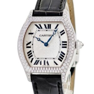 カルティエ Cartier トーチュ LM WA503851 K18WG無垢 純正ダイヤ トノウ ギヨシェ ローマン 青針 メンズ レディース 腕時計手巻き シルバー 【中古】