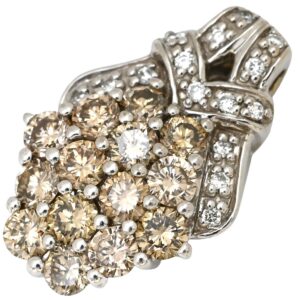ペンダントトップ ダイヤ ネックレストップ ホワイトゴールド Au750 18K 18金 WG ブラウンダイヤ クラスター 1.0ct 【中古】中古品
