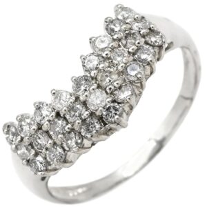 リング 指輪 ダイヤモンド 0.50ct リング プラチナシルバー V字 Vライン プラチナ900 パヴェ 27石 9.5号 【中古】中古品