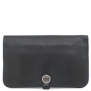 エルメス HERMES 長財布 ドゴンデュオ ドゴンGM トゴ ブラック シルバー金具 黒 □Q 【中古】中古品