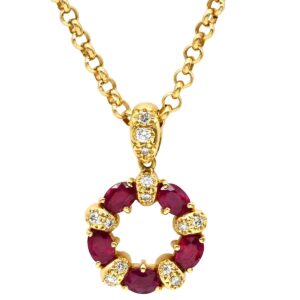 タサキ TASAKI ネックレス ルビー ダイヤ サークル レッド×イエローゴールド 750 K18YG ラウンド 赤 【中古】中古美品