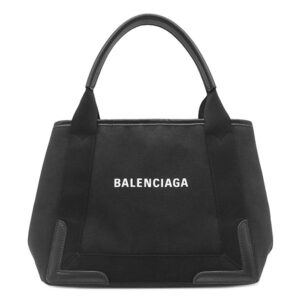 バレンシアガ BALENCIAGA トートバッグ ネイビーカバス S キャンバス レザー ブラック シルバー金具 黒 ロゴ トート Navy カバ 339933 【中古】中古品