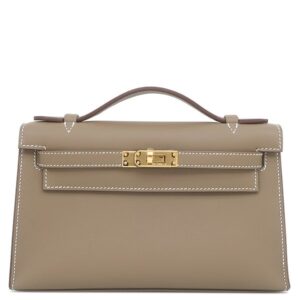 エルメス HERMES ハンドバッグ ポシェットケリー ミニ ヴォースイフト エトゥープ ゴールド金具 新品 未使用 グレージュ 2026年製 G 【箱】 【中古】未使用保管品