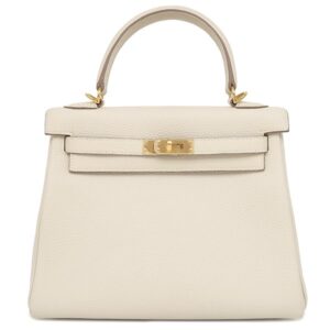 エルメス HERMES 2WAYバッグ ケリー25 内縫い トゴ クレ ゴールド金具 オフホワイト ショルダー U刻印 【保存袋】 【中古】中古美品