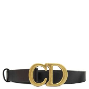 クリスチャン・ディオール Christian Dior ベルト サドル ベルト レザー ブラック ＃70 ゴールド金具 黒 【中古】