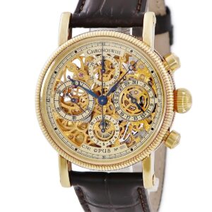 クロノスイス CHRONOSWISS オーパス CH7521 K18YG無垢 クロノグラフ デイト スケルトン 青針 メンズ 腕時計自動巻き ゴールド 【中古】