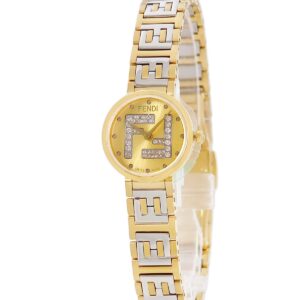 フェンディ FENDI フォーエバー フェンディ FF F103606201 新品同様 純正ダイヤ SS×GP ドット ラウンド レディース 腕時計クオーツ ゴールド 【中古】