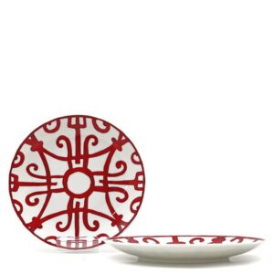 エルメス HERMES 食器 パンプレート No4 No6 ガダルキヴィール 2枚セット 磁器 ポーセリン レッド×ホワイト 新品 未使用 赤 P011312P/P011512P 【箱】 【中古】未使用保管品
