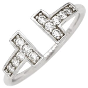 ティファニー Tiffany & Co リング 指輪 T ダイヤモンド ワイヤー ホワイトゴールド T&Co. AU750 9号 68650801 【中古】中古品