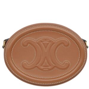 セリーヌ CELINE ショルダーバッグ オーバルパース キュイル トリオンフ レザー タン ゴールド金具 茶 ミニショルダー ポシェット 10I703DPQ.02TR 【保存袋】 【中古】新品同様品