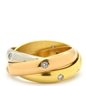 カルティエ Cartier リング 指輪 トリニティダイヤ ホワイトゴールドXイエローゴールドXピンクゴールド #52(JP12) 15石 3カラー 3連 12号 【中古】