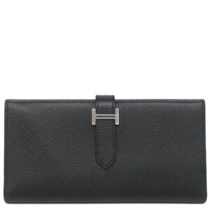エルメス HERMES 長財布 ベアンスフレ ヴォーエプソン ブラック シルバー金具 二つ折り財布 D刻印 【箱】 【中古】