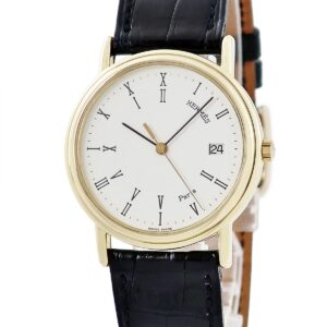 エルメス HERMES マゼラン K18YG無垢 ホワイト 白 デイト ローマン ラウンド メンズ レディース 腕時計クオーツ ホワイト 【中古】中古美品