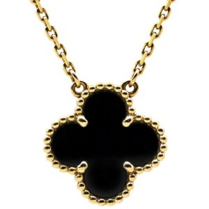 ヴァンクリーフアーペル Van Cleef & Arpels ネックレス ヴィンテージ アルハンブラ ペンダント ブラック×イエローゴールド Au750 18K 黒 オニキス VCARA45800 【箱】 【中古】