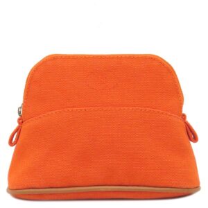 エルメス HERMES ポーチ ボリードポーチ ミニミニ コットン アニョーミロ オランジュフー×オレンジ シルバー金具 H104772M 02 【中古】
