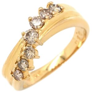 リング 指輪 ダイヤ 0.50ct イエローゴールド K18YG Au750 18K 7粒 7石 7P ウェーブライン カーブ 10.5号 【中古】中古品