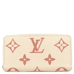 【★3％OFFクーポン】ルイヴィトン LOUIS VUITTON 長財布 ジッピーウォレット モノグラムアンプラント バイカラーモノグラムアンプラントレザー クレーム×ローズトリアノン ゴールド金具 M81914 RFID 【箱】 【中古】中古美品