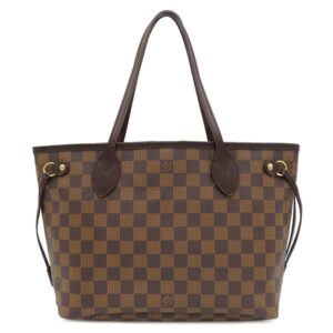 【★3％OFFクーポン】ルイヴィトン LOUIS VUITTON トートバッグ ネヴァーフル PM ダミエキャンバス ダミエエベヌ ゴールド金具 茶 ハンドバッグ N51109 MB4008 【中古】中古美品
