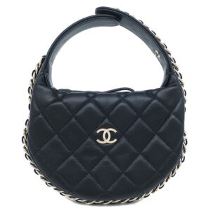 シャネル CHANEL ハンドバッグ マトラッセ ポーチ ラムスキン ブラック シャンパンゴールド金具 ココマーク ミニバッグ チェーン AP3095 ランダムシリアル 【箱】 【中古】新品同様品