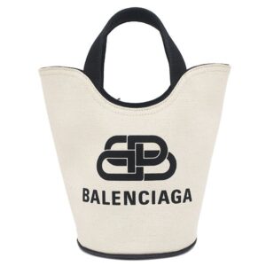 バレンシアガ BALENCIAGA 2WAYバッグ ウェーブ XS キャンバス ホワイト×ブラック シルバー金具 トートバッグ ショルダーバッグ 白 黒 619979 【中古】中古美品
