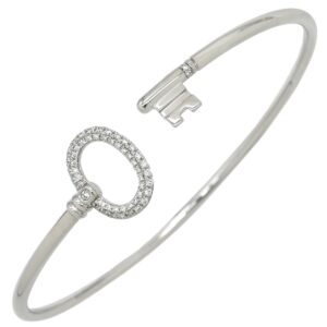 ティファニー Tiffany & Co ブレスレット オーバルキー ワイヤー ダイヤ ホワイトゴールド T&Co. Au750 18K バングル 【中古】中古美品