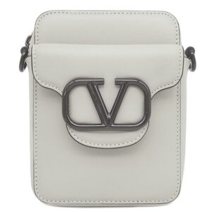 ヴァレンティノ VALENTINO ショルダーバッグ ガラヴァーニ ロゴ クロスボディバッグ レザー グレー ブラック金具 ショルダー 斜め掛け 【中古】新品同様品
