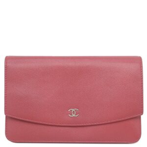 シャネル CHANEL チェーンウォレット ココマーク チェーン ショルダー キャビアスキン ピンク シルバー金具 リカラー有 18****** 【箱】 【中古】中古美品