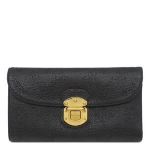 【★3％OFFクーポン】ルイヴィトン LOUIS VUITTON 三つ折り財布 ポルトフォイユ アメリア モノグラムマヒナ ブラック ゴールド金具 長財布 M95549 TH4037 【保存袋】 【中古】中古品