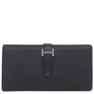 エルメス HERMES 長財布 ベアンスフレ シェブルミゾル ブラック シルバー金具 黒 二つ折り財布 C刻印 【箱】 【中古】
