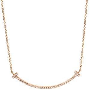 ティファニー Tiffany & Co ネックレス T スマイル ペンダント スモール ダイヤモンド ピンクゴールド T&Co. T smile K18PG Au750 18K 18金 【中古】