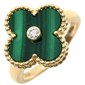 ヴァンクリーフアーペル Van Cleef & Arpels リング 指輪 ヴィンテージ アルハンブラ リング グリーン×イエローゴールド #50(JP10) 緑 10号 VCARO3QM00 【修理証明書】 【中古】